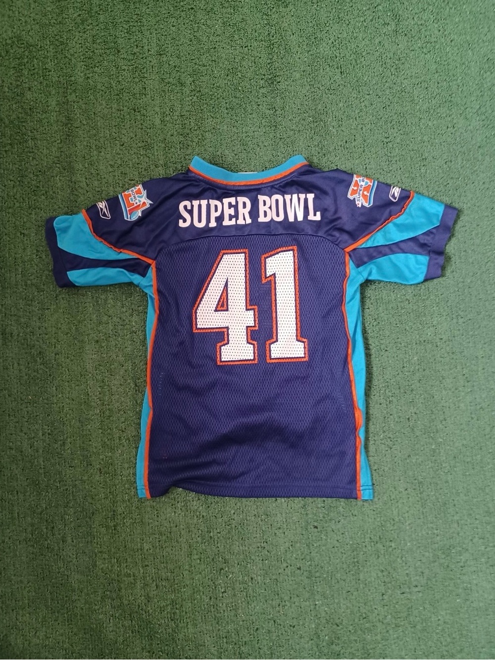 Kids Super Bowl 41 Navy & Teal Jersey Top Youth Large Size 7